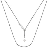 Sterling Silver Rhodium Plated Adjustable Rope Chain Necklace, 1.0mm, 22" fine designer jewelry for men and women